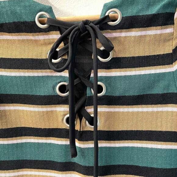 JOA Los Angeles SIZE XS Revolve Lace-Up Back Upholstery Drop Waist Mini Dress - Picture 4 of 8